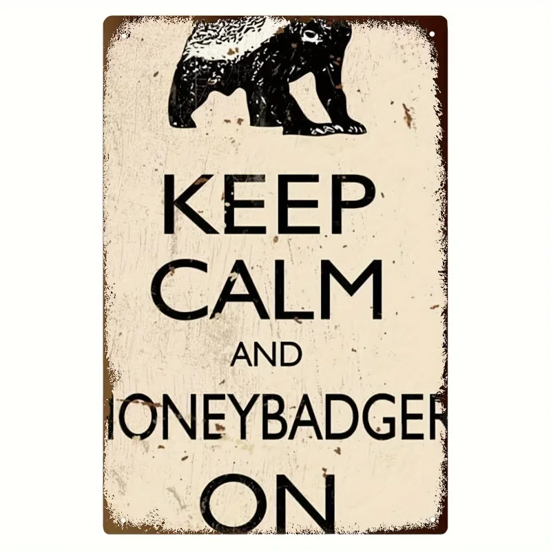 Honey Badger Vintage Metal Wall Art Signage 8x12 Inch Durable Iron Home Decor Perfect for Any Occasion