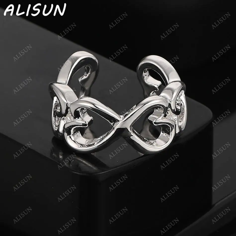 

ALISUN 925 Sterling Silver Hearts Open Ring For Women Grace Jewelry Trend Fashionable Birthday Party Gifts