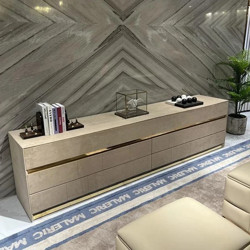 

Italian light luxury TV cabinet model room hotel high-end large flat floor cabinet