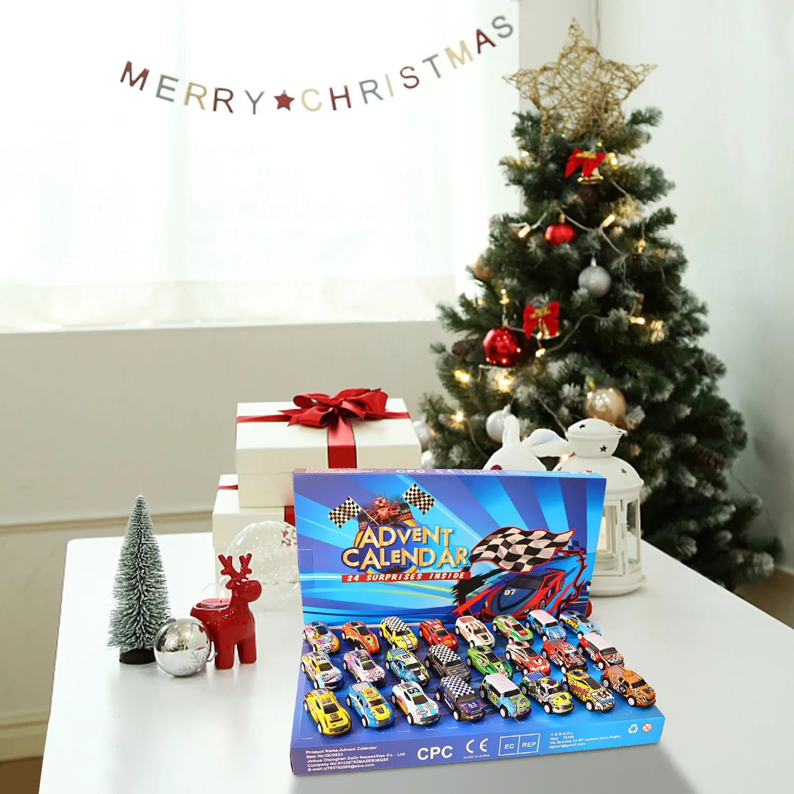 Grande horloge numérique d'extérieur, compte à rebours de 24 jours pour voiture jouet de noël, calendrier de compte à rebours de noël, chocolat pour enfants