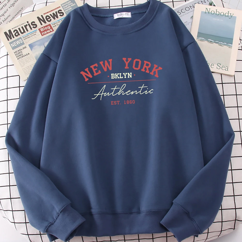 New York Art Letter Design Pullovers Women All-Match Autumn Sweatshirts Street Casual Unisex Streetwear Hip Hop Fleece Clothes