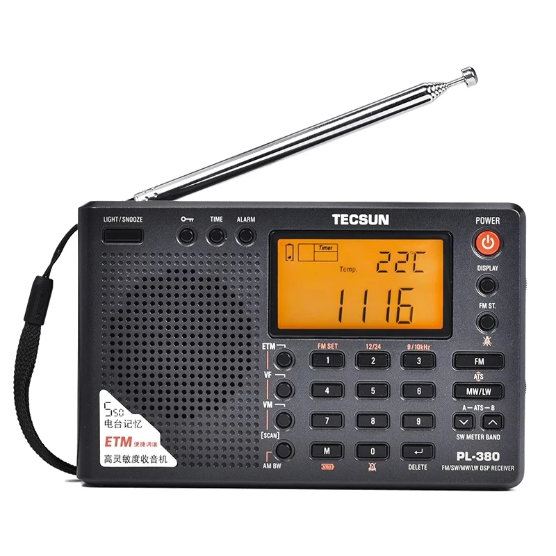 Tecsun PL 380 DSP professional Radio FM/LW/SW/MW Digital Portable Full Band Stereo Good Sound Quality Receiver as Gift to Parent