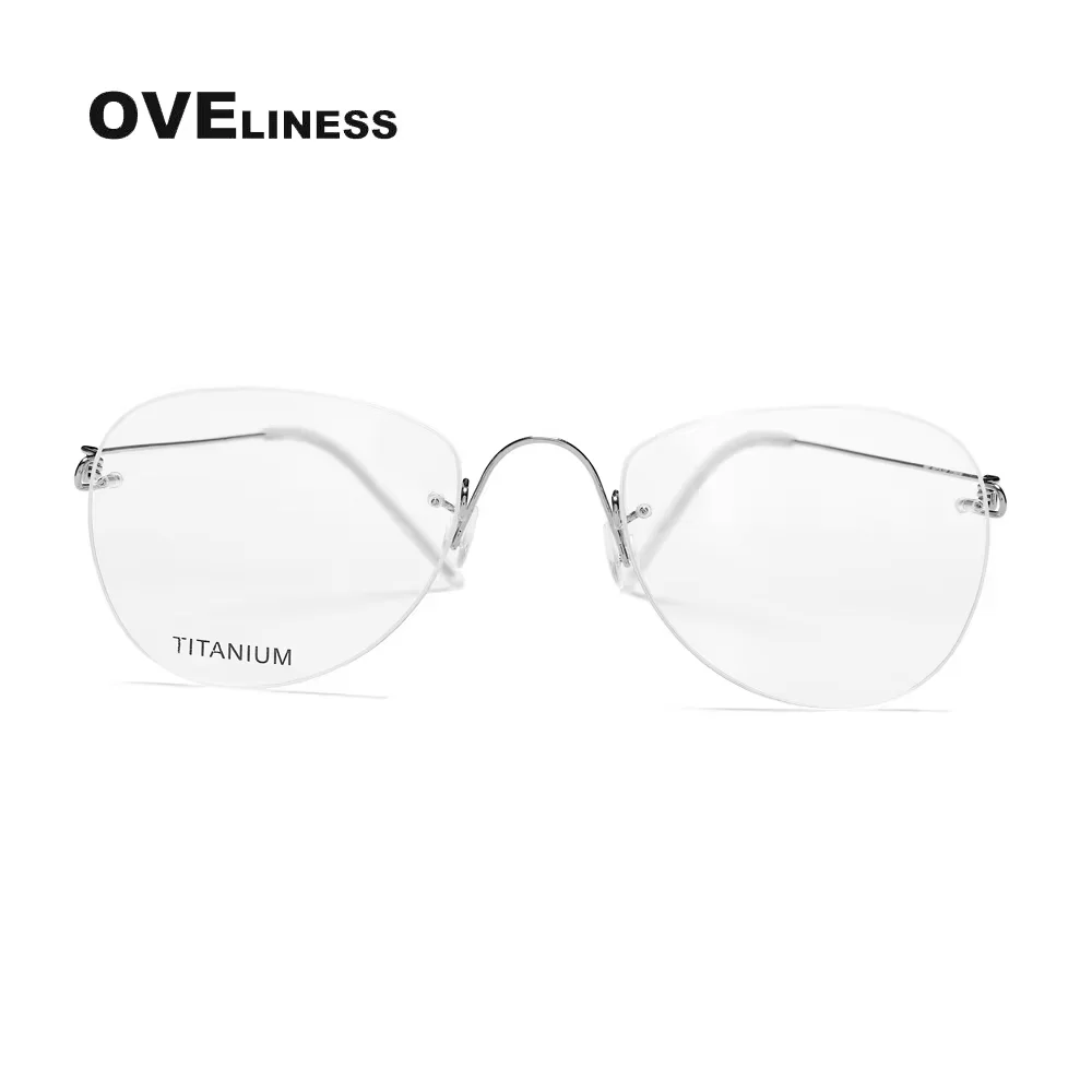

Pure titanium Rimless eyeglasses frames men women glasses frame spectacles Retro eyewear