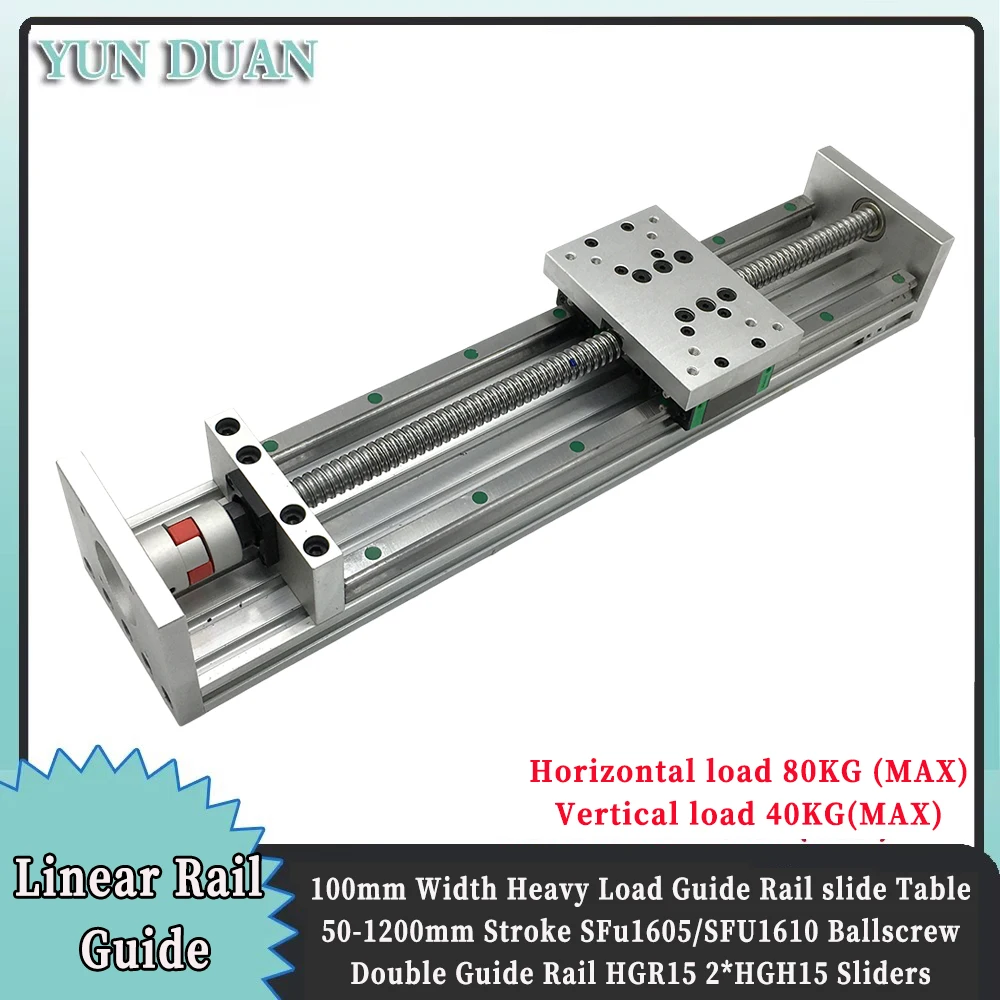 

Double Linear Guide Sliding Table1605/1610 BallScrew 50-1200mm Stroke Platform XYZ Axis Stage Linear Actuator CNC Router