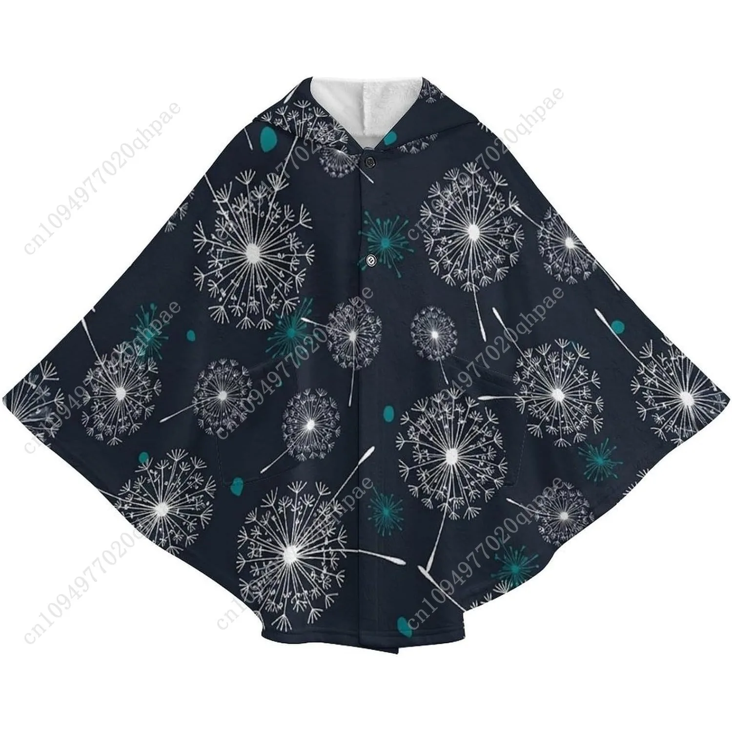 سترة بطانية مريحة من الفلانيل، هوديي كبير الحجم بنمط الهندباء مع جيوب للأطفال والمراهقين #4