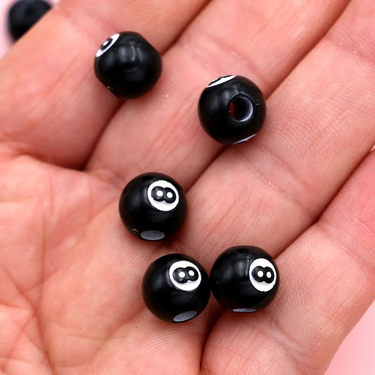 30pcs Billiard Design Beads Black Loose Beads for Jewelry Making DIY Handmade Bracelet Earrings Key Chain Accessories - AliExpress 36 - Image 6