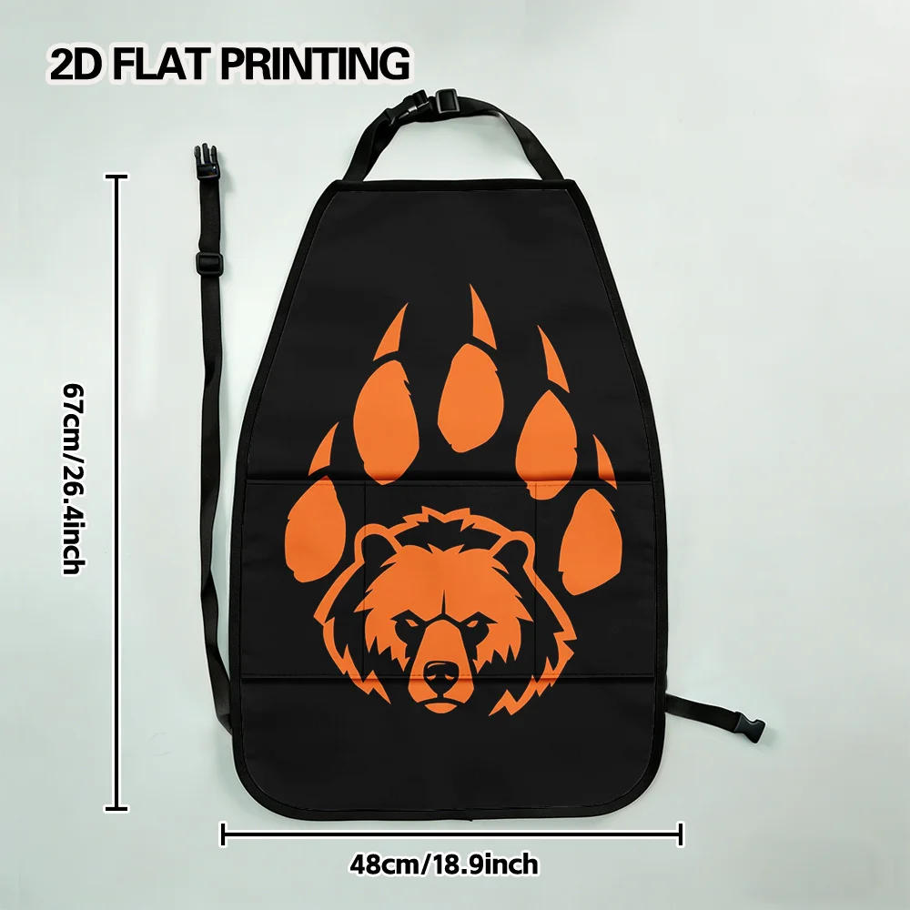 2D Flat Printing, Keeps Backseat Neat For Travel And Daily Life, 2pcs Bear Paw Car Back Seat Organizer Printed, Stylish Foldable
