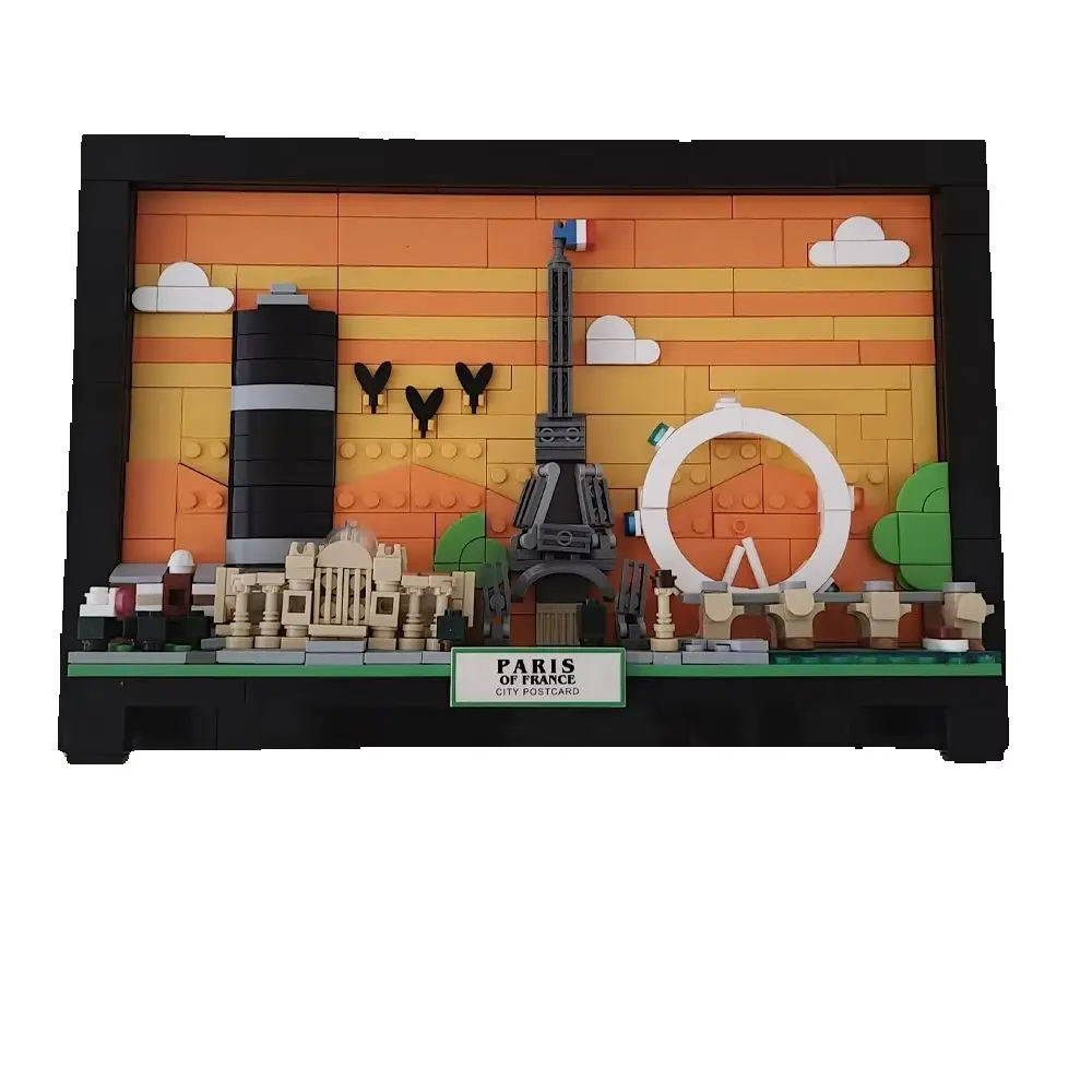 

Paris Postcard Building Blocks Set Famous Architecture Model Wall Art Crafts Creative Decorative Picture Frame Blocks (598pcs)