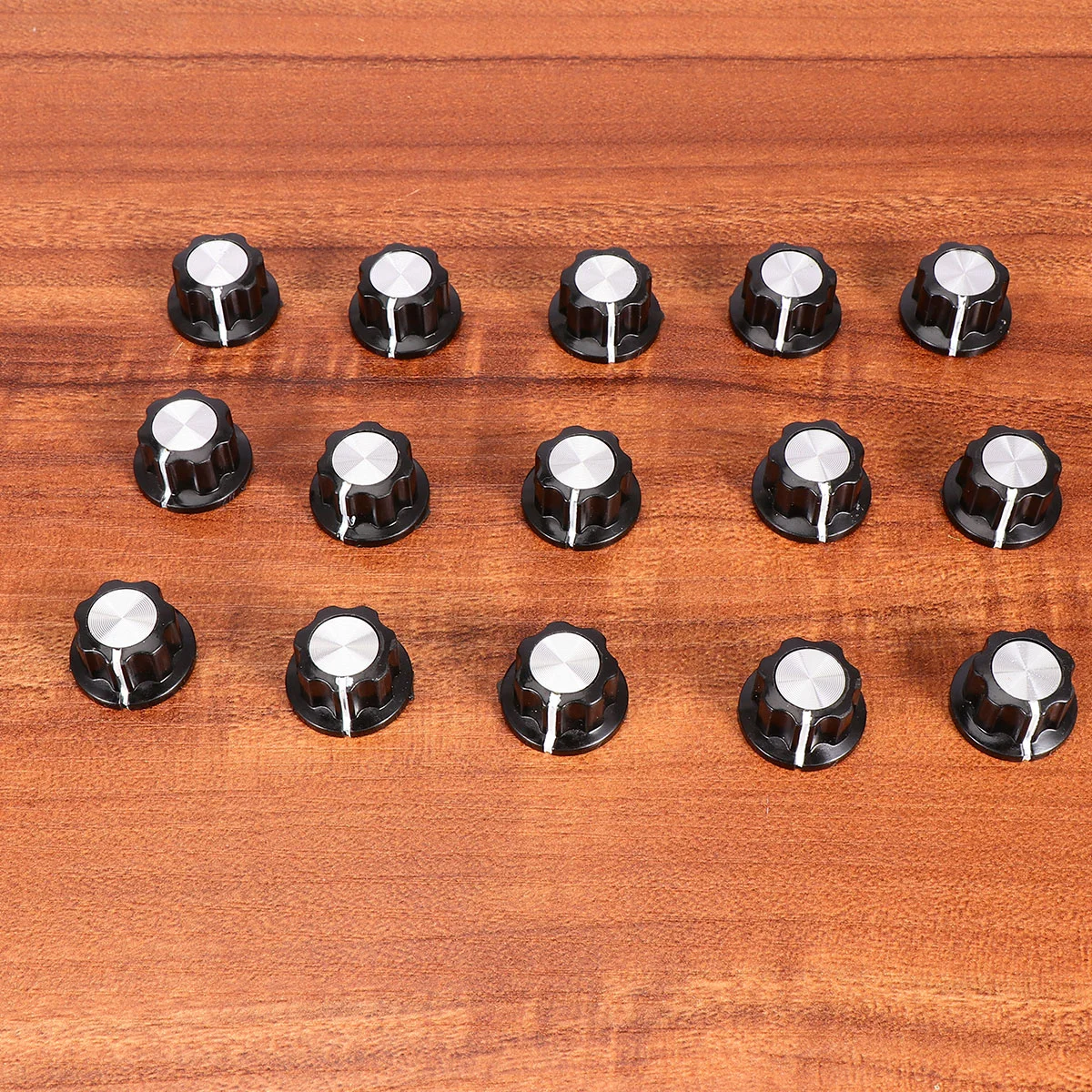 

15 Pcs Knurled Shaft Knob Copper Core Potentiometer Control Black Bakelite Rotary