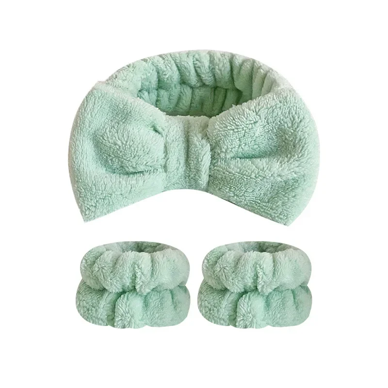 4 ชิ้น/เซ็ตสีทึบชุดคาดศีรษะโบว์, สปาฟองสําหรับล้างหน้าแต่งหน้าอาบน้ํา Skincare อุปกรณ์เสริมผม Scrunchies