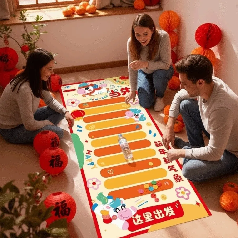 

Polyester New Year Game Carpet DIY Large Bottle Rolling Game Mat Gift Marker Pen Novelty Floor Rolling Game Props