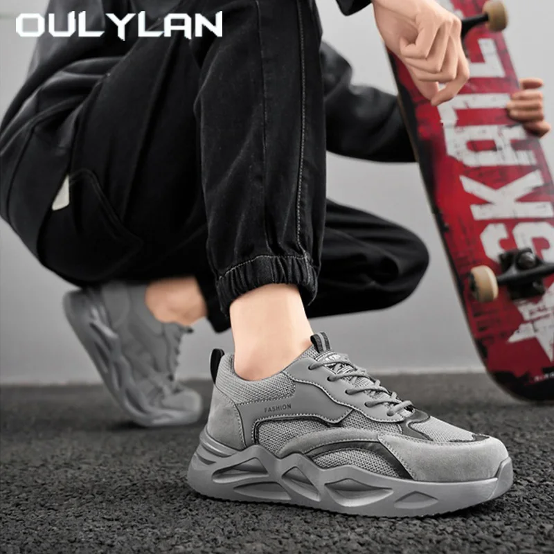 

Oulylan Male Popular Comfortable Safety Footwear Versatile Anti Smashing Labor Shoes Spring Outdoors Breathable Work Sneakers