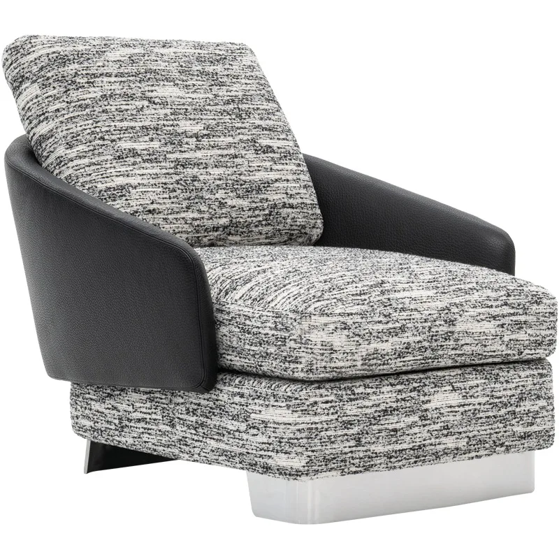 

Light luxury single sofa chair stainless steel foot Italian cloth leather art designer leisure chair