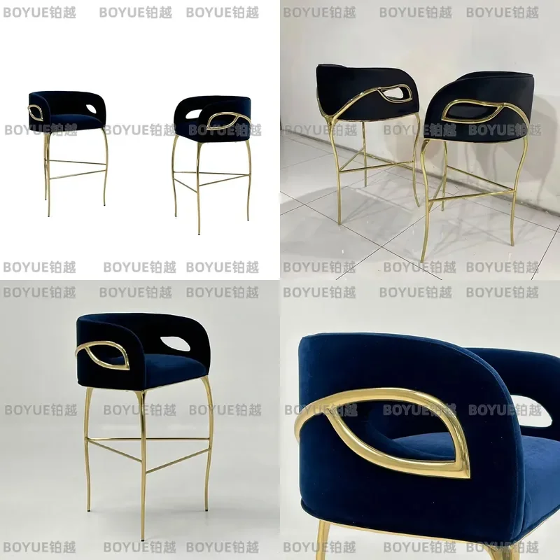 Modern Luxury Bar Stool with Armrests Premium Counter Height Chair for Home Island Kitchen Villa Lounge KTV Pub Seating