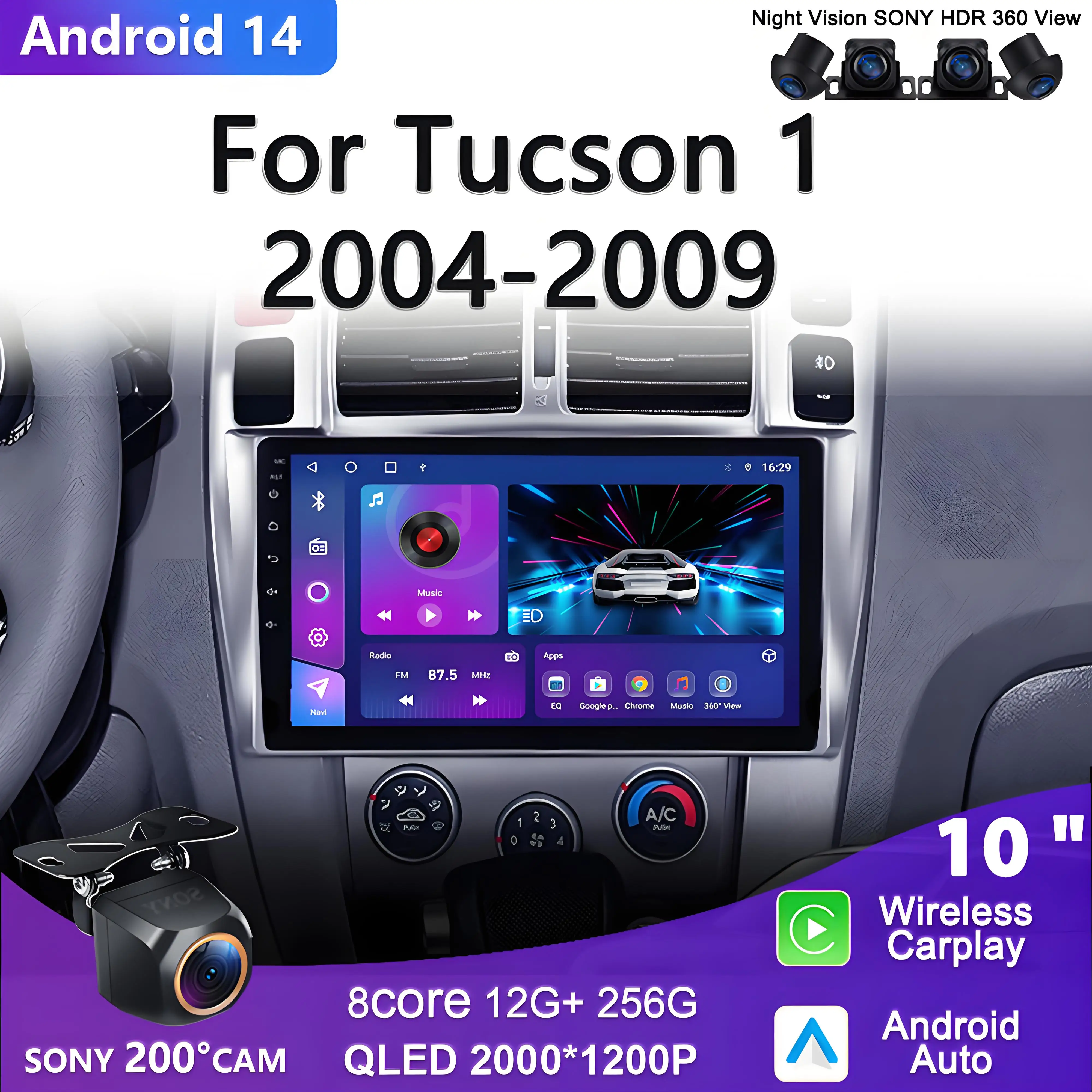 

2K Incell Screen Android 14 For Hyundai Veracruz ix55 2006 - 2015 Car Stereo Multimedia Radio Unit Player GPS No 2din DVD HDR