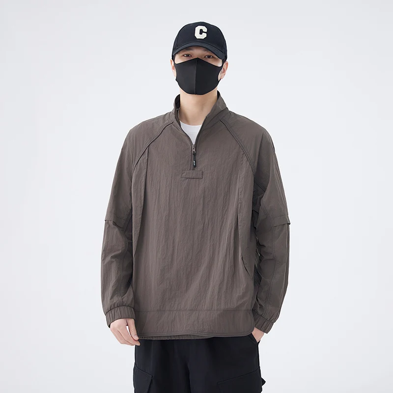 

Мужская повседневная толстовка на молнии с воротником-стойкой, свободного кроя, модная, удобная, тонкая, молодежная, весна-осень