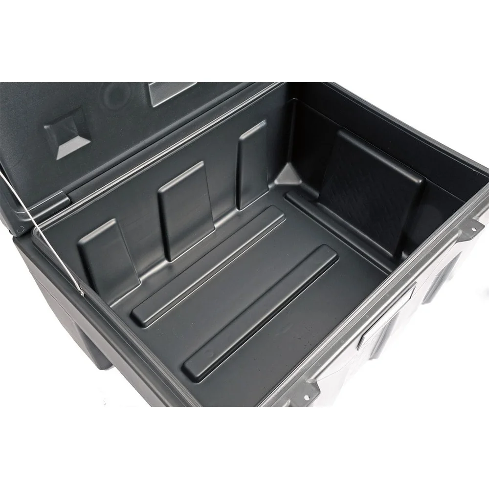 Plastic Utility Chest Tool Box with Double Walled Lid Locking Tabs Cup Holders Adjustable Storage Rigid Frame 39 Inch Length
