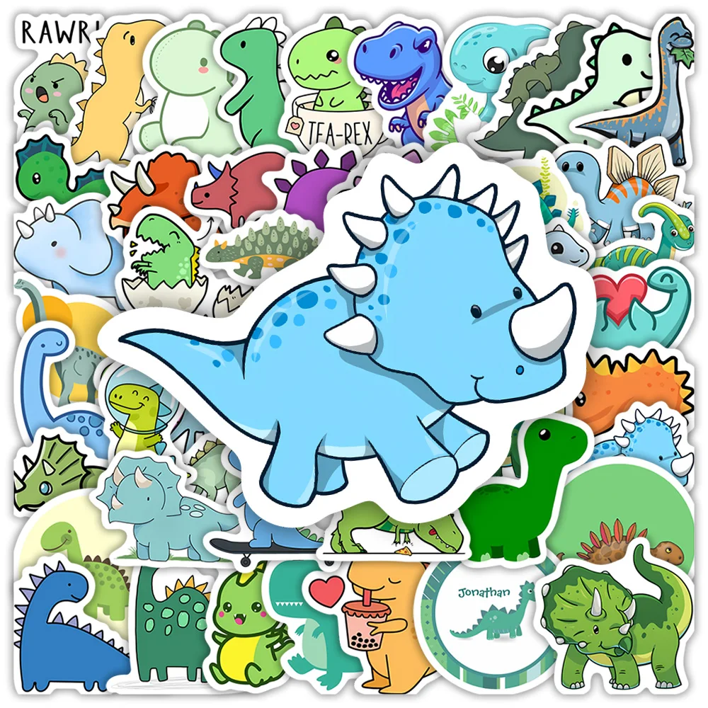 Funny Dinosaur Stickers DIY Gift Toys Waterproof Vinyl Decals for Scrapbook Diary Junk Journals Laptop Phone Bottles Decorative