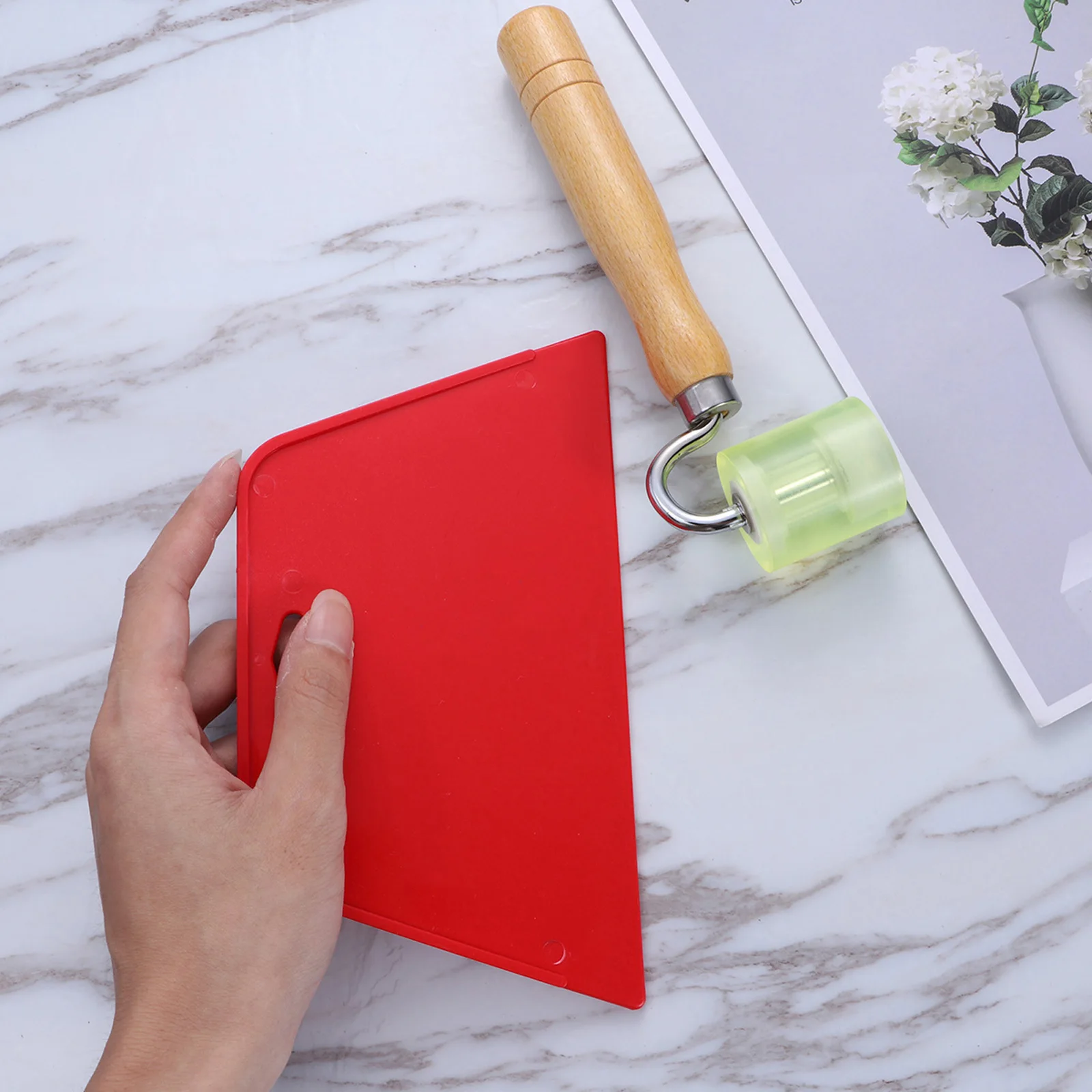 

2 шт., инструменты для настенной бумаги, плоский ролик для швов, прочный удобный деревянный прижимной круг для DIY, нанесение ролика для швов