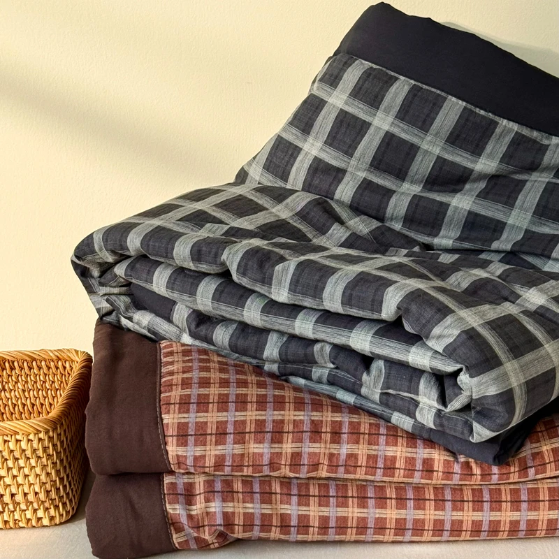 

Новое летнее простое ретро-покрывало в клетку для кондиционера, моющееся, из полиэфирного волокна, с высокой воздухопроницаемостью, однослойное, летнее, комфортное