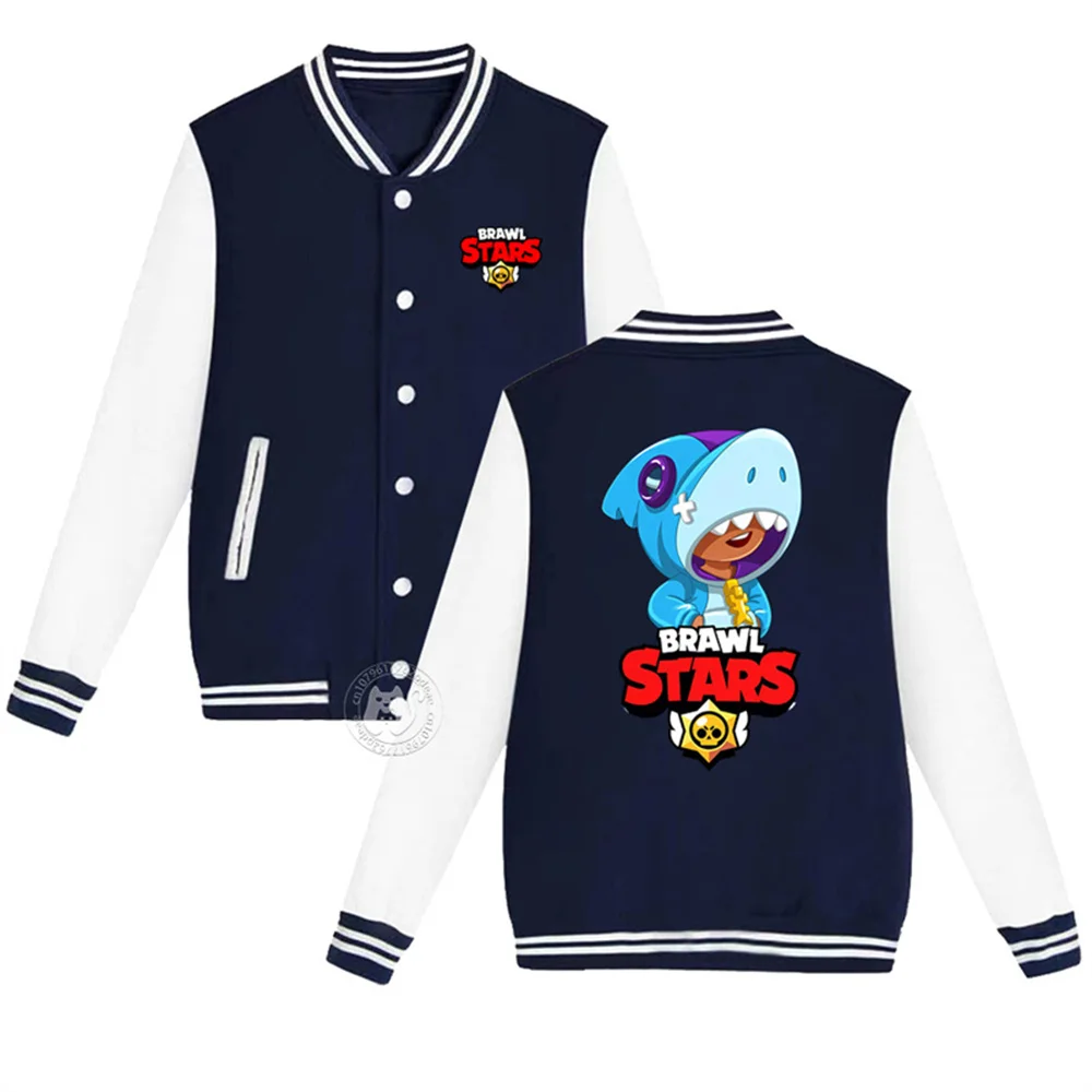 Kids Fall Winter Wilderness Brawl Shark Print Boys Girls 2-14 years old Thick warm coat Casual baseball uniform top