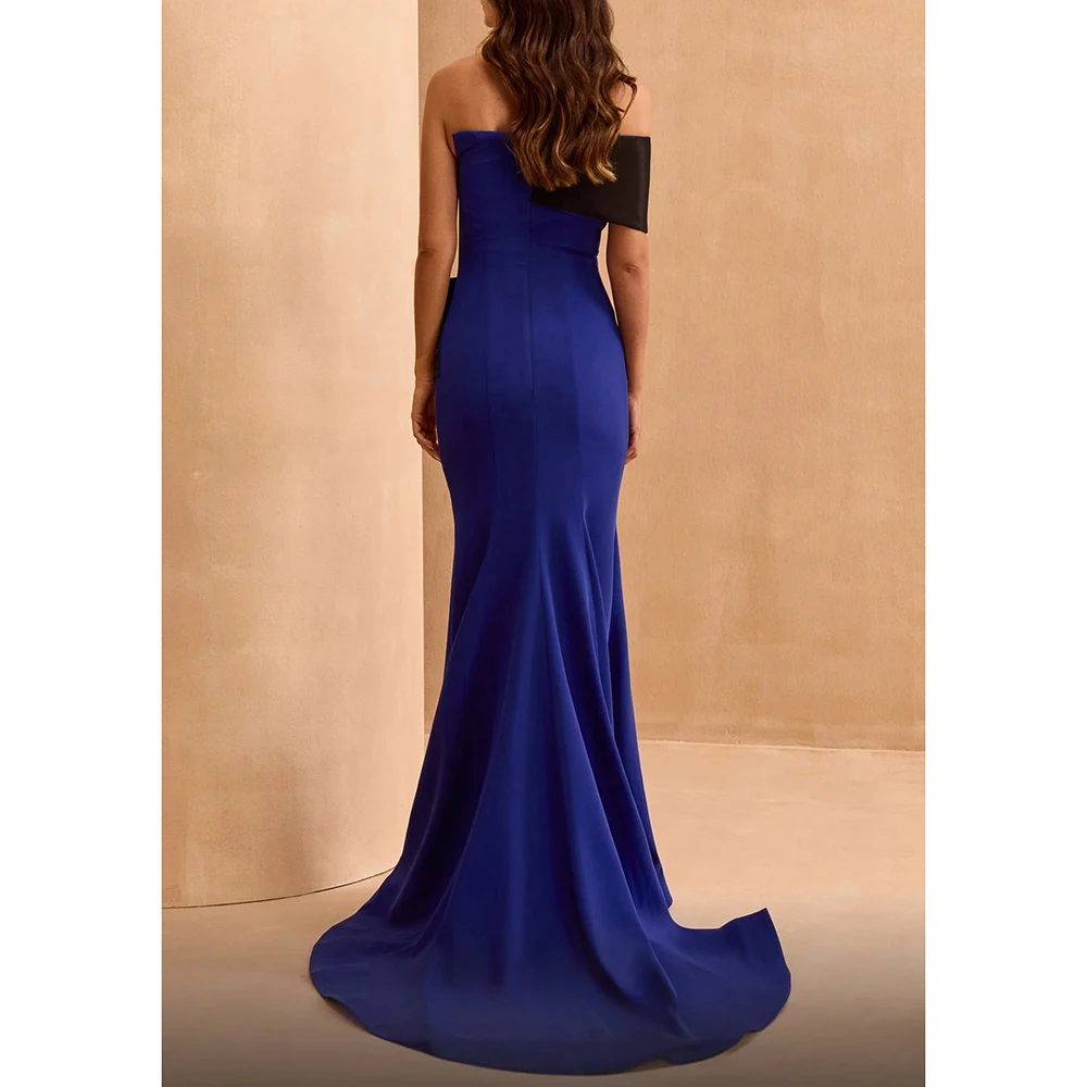 Customized Gorgeous Crystal Bow Mermaid Floor Length Evening Party Dresses Formal Occasion Banquet Prom Gowns Sizes Available
