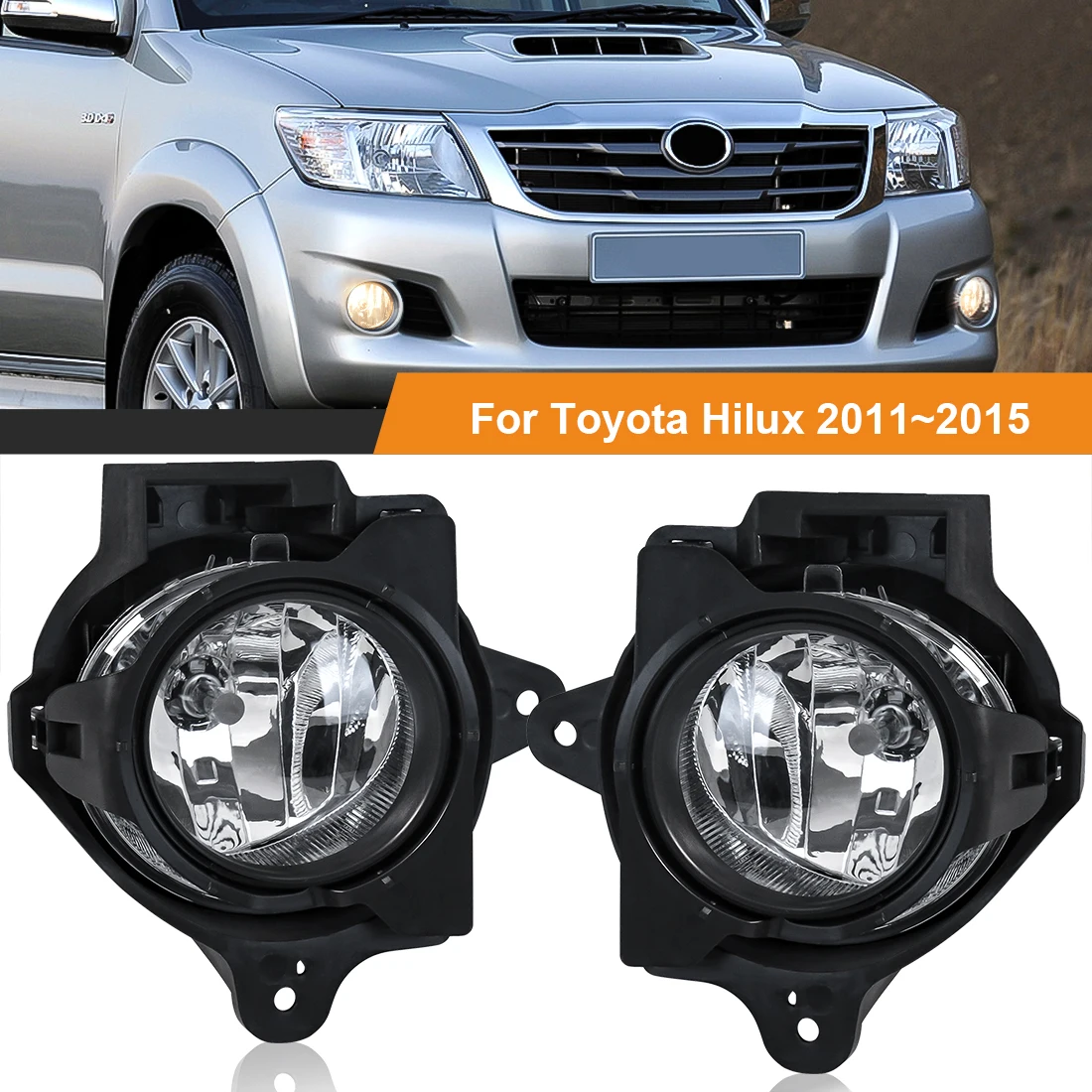 LED Fog Lamp Assembly For Toyota Hilux Vigo MK7 2011 2012 2013 2014 2015 Foglight Car Front Bumper Halogen Bulb With Wires