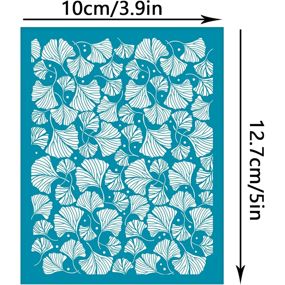 4x5 Inch Clay Stencils Ginkgo Biloba Non-Adhesive Stencil Silk Screen Printing Stencils Leaf Pattern Reusable Mesh Transfer