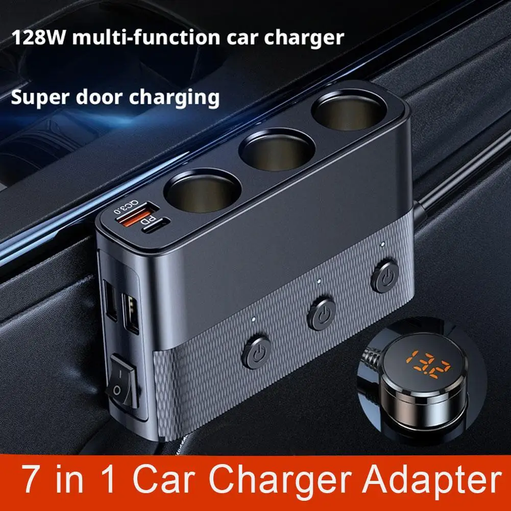 

Многофункциональное автомобильное зарядное устройство, 127 Вт, автомобильное зарядное устройство Super Flash, преобразование сигарет, быстрый адаптер QC3.0 для прикуривателя, порты для зарядки головки Q3S6