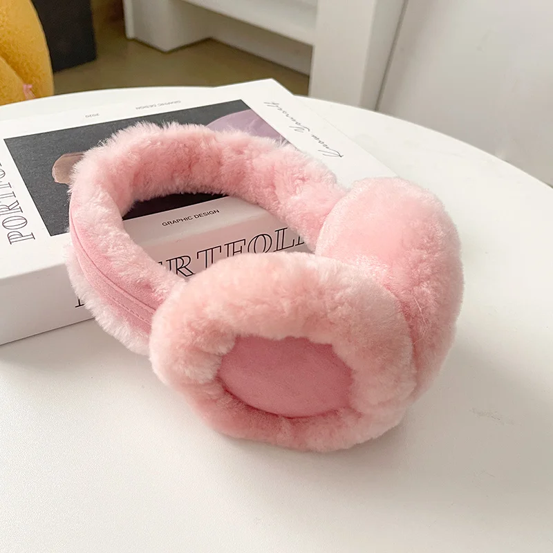 Wool Ear Warmer Winter Sheepskin Ear Muffs for Women Men Soft Warm Solid Earflap Outdoor Cold Protection EarMuffs Ear Cover