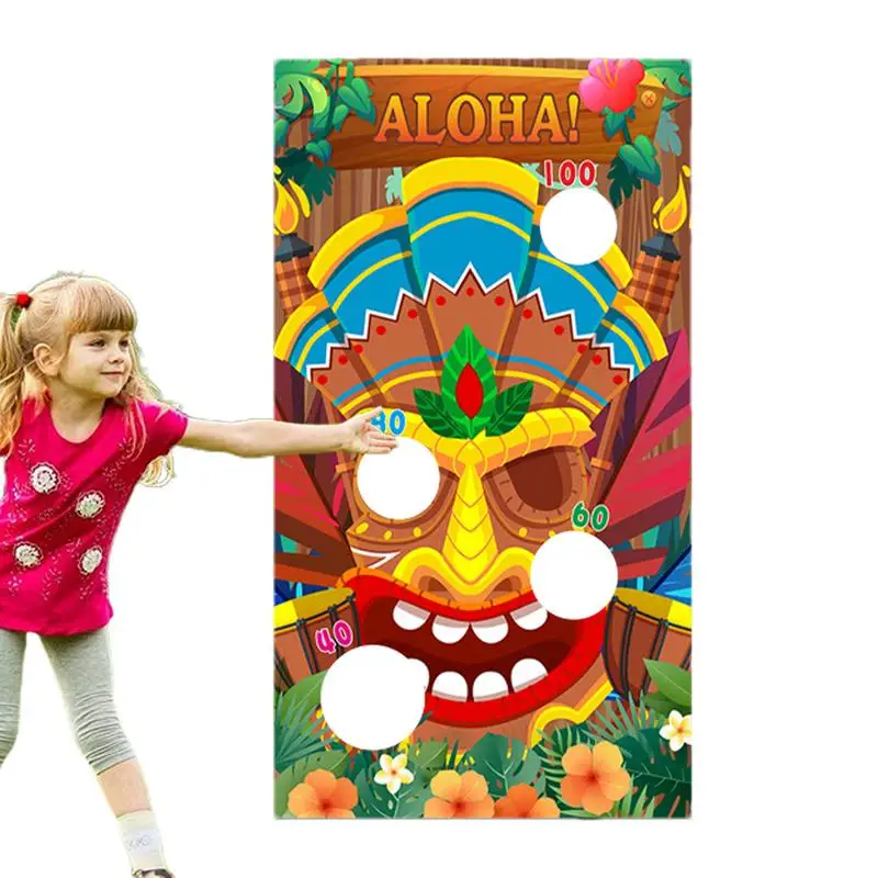 

Bean Bag Game Corn Hole Games With Hawaiian Sand Summer Theme Funny Sandbag Toss With Sandbags For Party Engages Kids & Teens