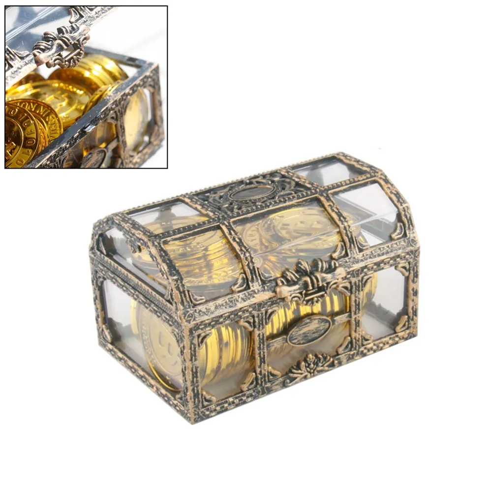 Trinket Box Transparent Treasure Chest Portable Plastic Gem Box Decorative Sturdy Storage Case Home