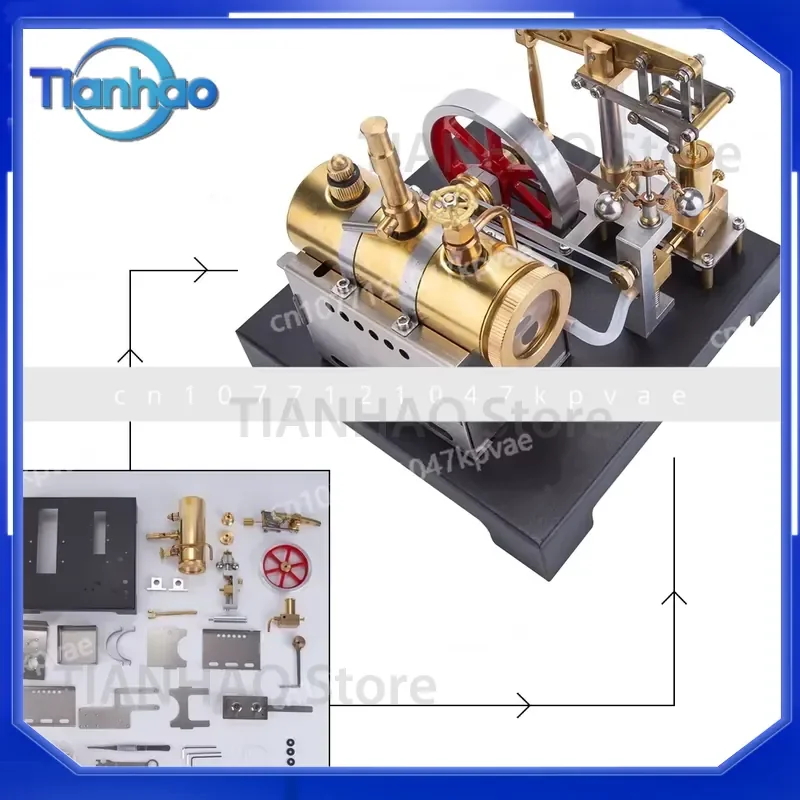 B-M Steam Engine Metal Model with Boiler Base Governor for DIY Science Experiment Kit for