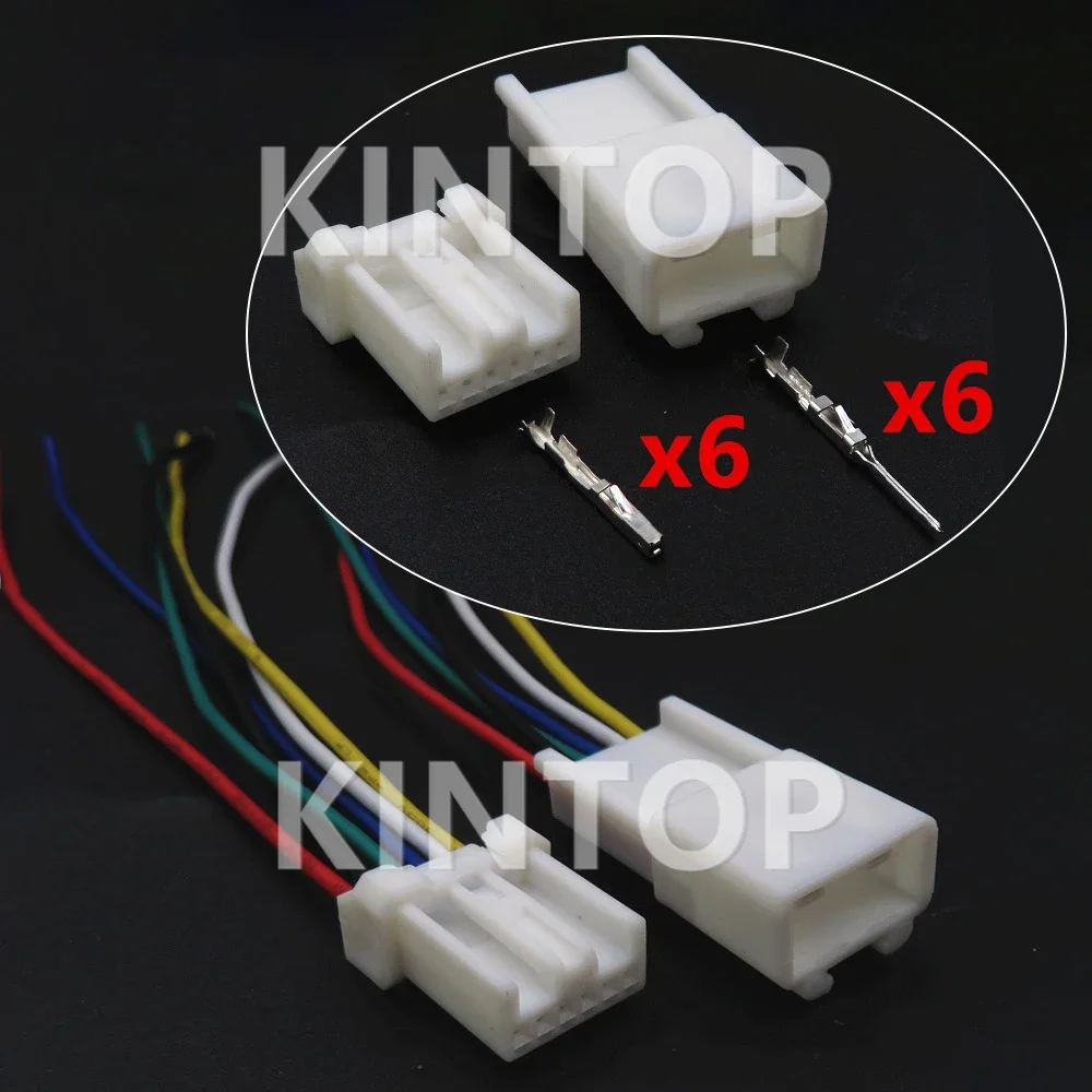 

1 Set 6 Pins 6098-4979 AC Assembly Car Rearview Mirror Connector 6098-4943 Auto Small Current Wire Socket with Cables