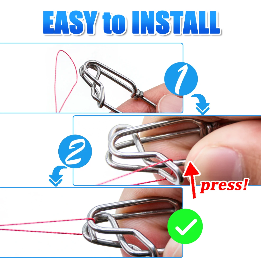 FishTrip Longline Fishing Snap Clips Edelstahl Floatline Thunfisch Longline Shark Clips Longline Ast Kleiderbügel Snap Splitter – Detail 6