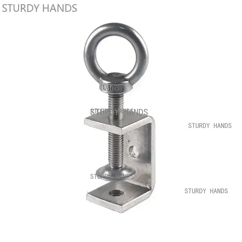 304 Stainless Steel C-clamp Steel Pipe Square Clamp Pull Ring Adjustable Fixed Holder Clip Multi-function Hardware Fasteners