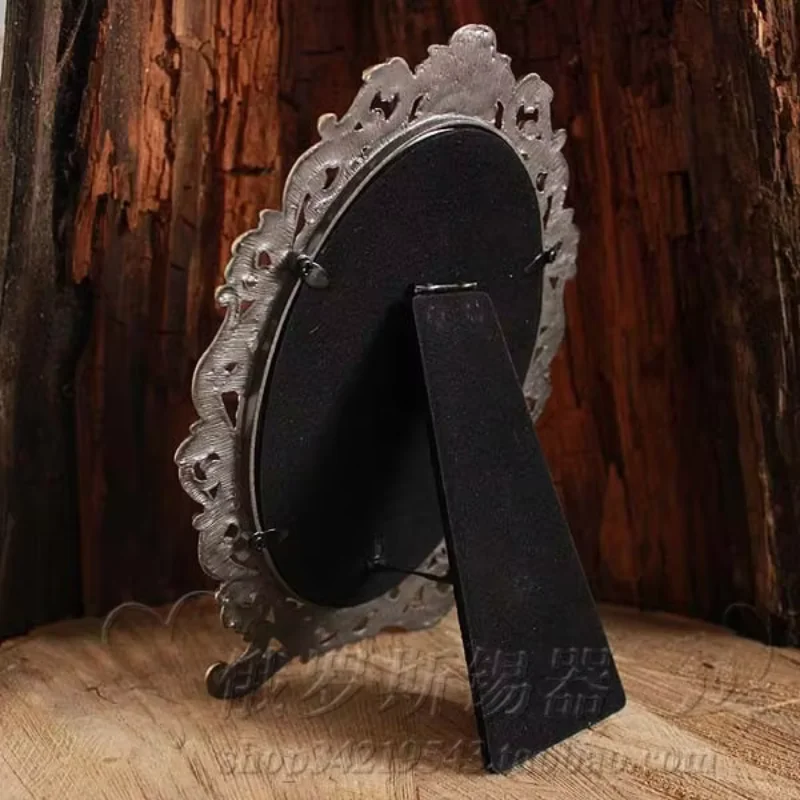 Bronze Retro Mirror Blocks Oval Metal European Hollow Cosmetic Mirror Princess Dressing Espejos Decorativos Household Products