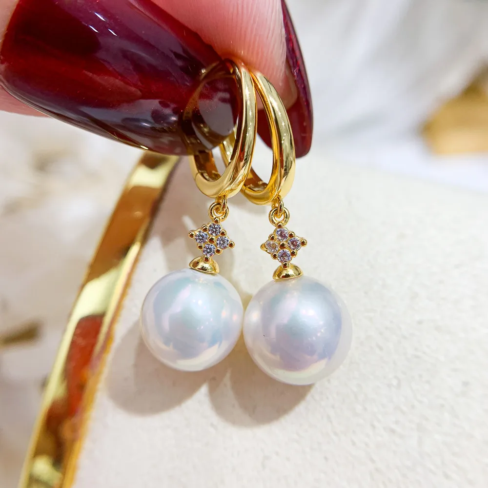 Solid S925 Sterling Silver Earring Settings for DIY, Handmade Material, Fine Jewelry, Finding Accessories, E045, 1 Pair