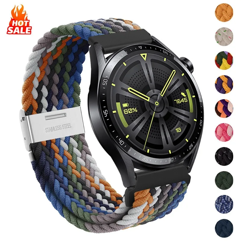 20mm 22mm cinturino in nylon intrecciato Solo Loop cinturino per Samsung Galaxy Watch 4 6 Classic 5 pro 42mm 46mm Amazfit gts 2 cinturino correa