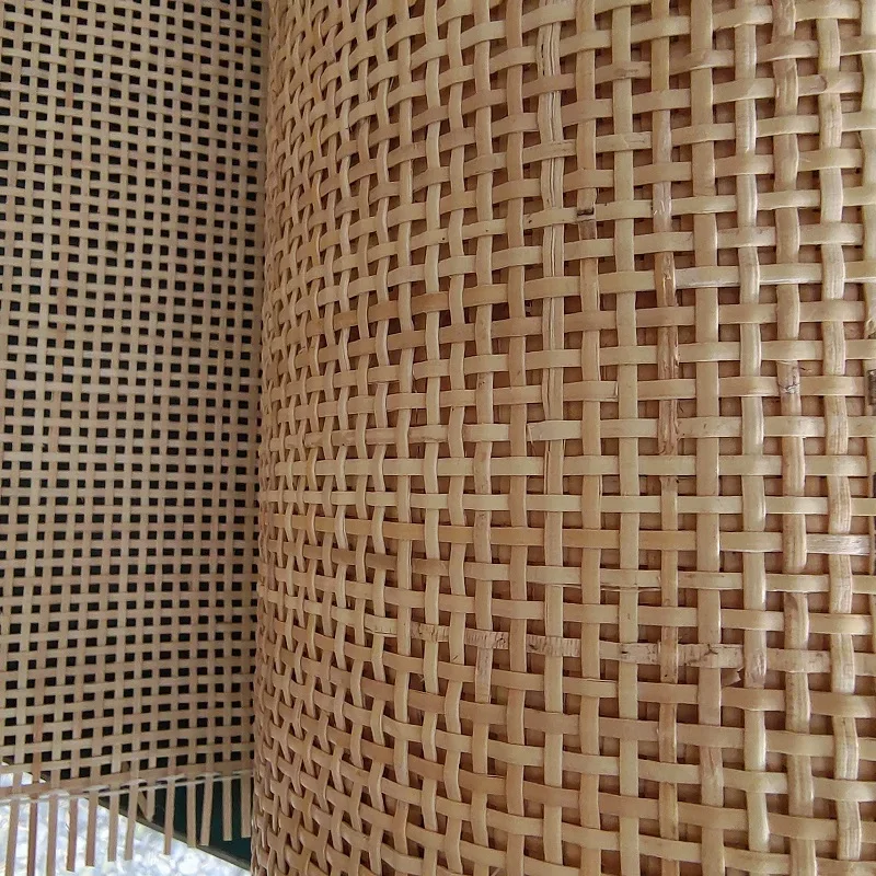 40/45/50cm Natural 2.0mm Checkered Real Indonesia Rattan Cane Webbing Roll Wall Ceilling Decor Chair Table Door Cabinet Material