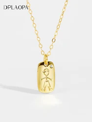 DPLAOPA 925 Sterling Silver Boy Girl Pendant Long Chain Luxury Fine Jewelry 2023 Wedding Gift Family Party Rock Punk Jewels