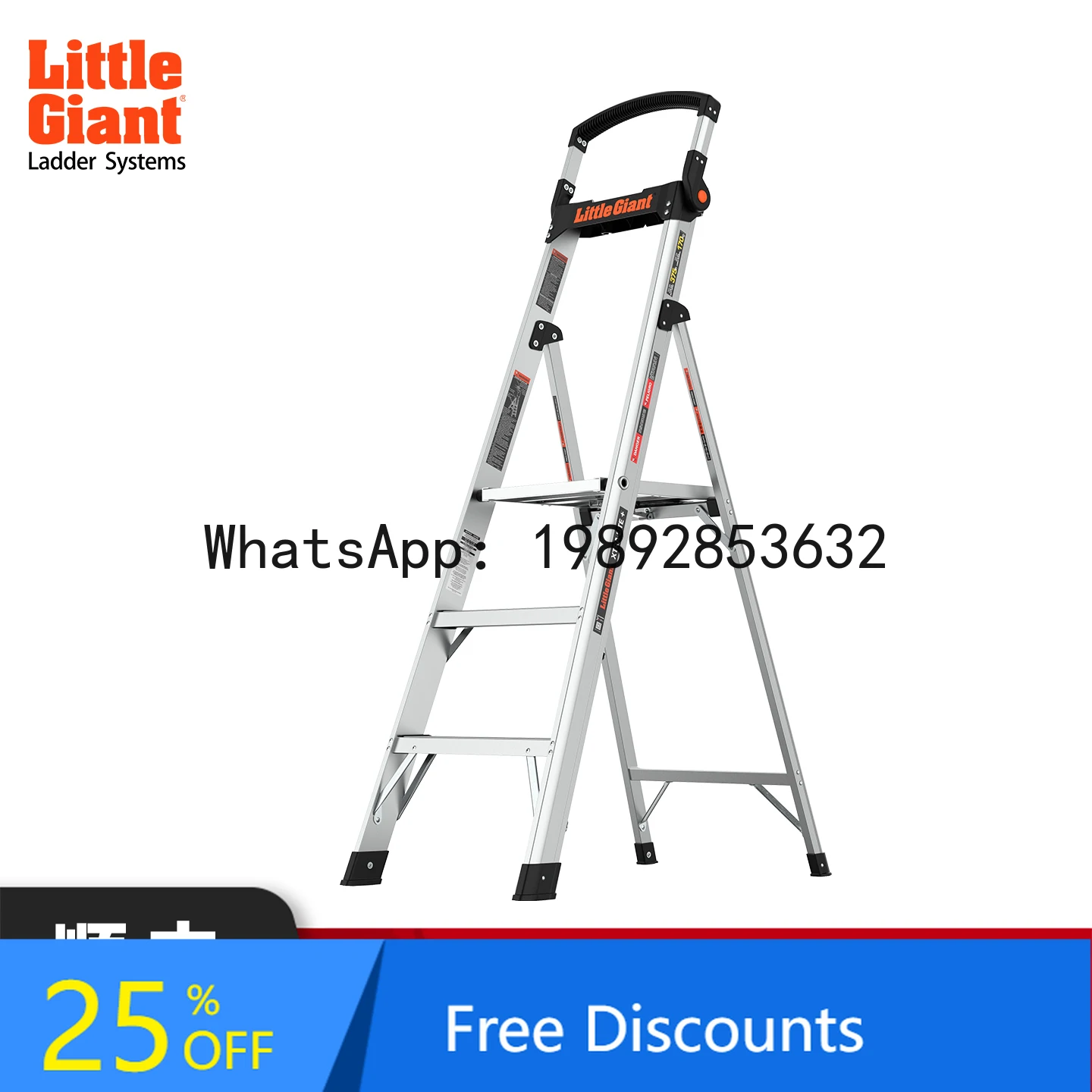 Ladder for Home Use, Thickened Aluminum Alloy Folding Three-Step Platform Ladder with Handrail