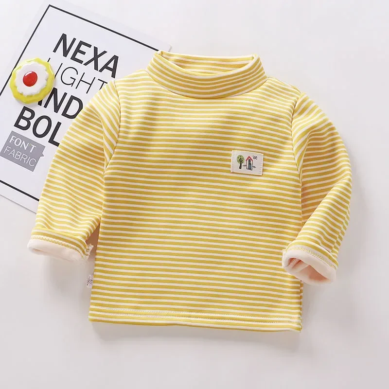 Camisas de terciopelo de cuello alto para niños, ropa de 2-8T para niños y niñas, blusa, camisetas, ropa para niños, otoño coreano