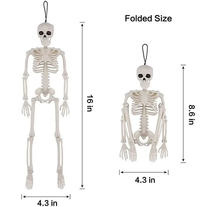 40CM Halloween Simulation Skeleton Hanging Plastic Human Skull Skeleton Can Stand Joints Movable Party Horror Props image 6