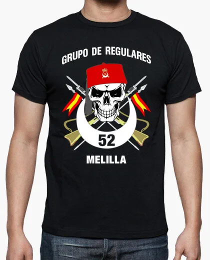 Espana Grupo De Regulares 52 Melilla Men T-Shirts Short Casual 100% Cotton Shirts Tops Tees