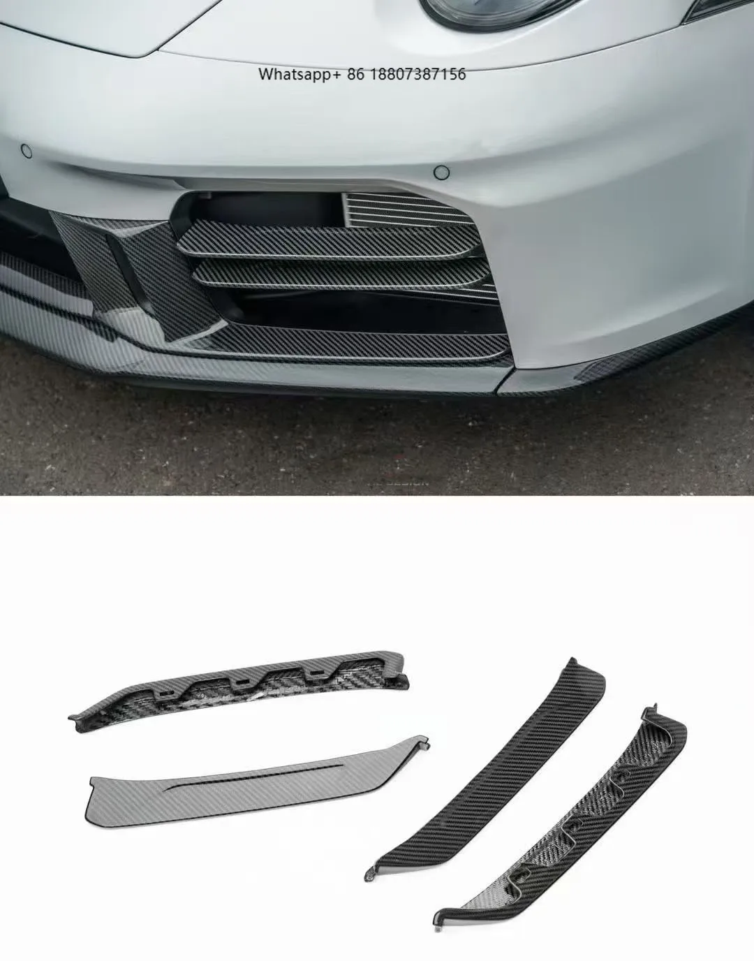 

For 992.2 Aerodynamic Kit Dry Carbon Fiber Front/Rear Lip New Condition Bumper Exhaust Cut-Outs Small Surround Separator
