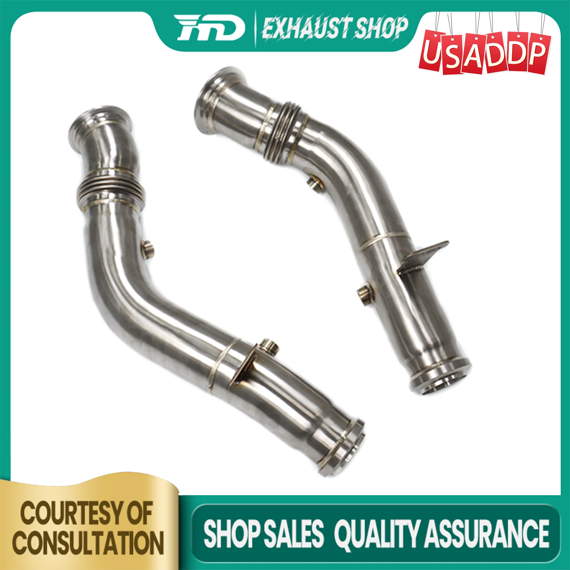 

HMD Exhaust Downpipe for Mercedes Benz C43 E43 LHD SS304 NO Heat shield Large and long style Handcrafted
