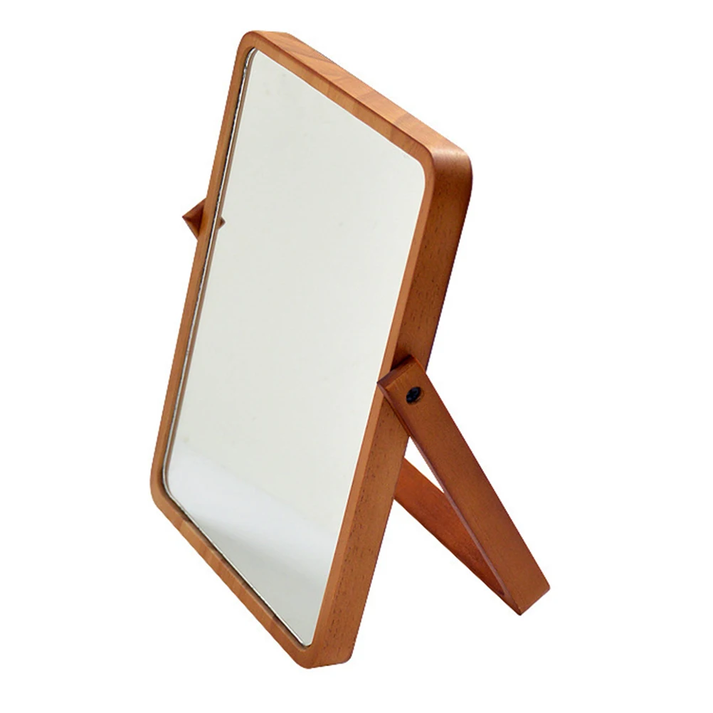 

Desk Stylish Wooden Makeup Elegant Bedroom Bathroom Tabletop Mirror Glass Without Distortion