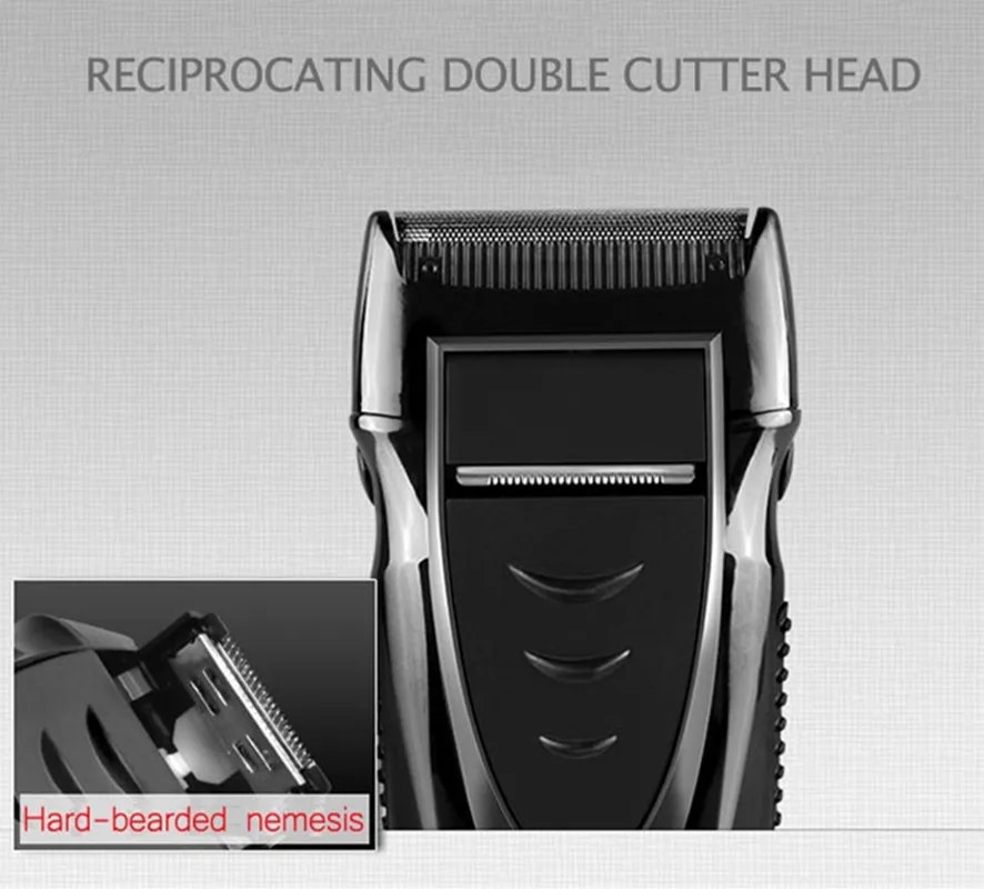 KEMEI 2 رؤساء ماكينة حلاقة كهربائية قابلة للشحن الترددية ماكينة حلاقة الإلكترونية الروتاري الشعر المتقلب العناية بالوجه الحلاقة KM-8013