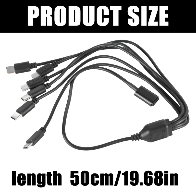 便利なマルチポート充電ケーブル USB C 3xUSB 5Pin および 3xType C インターフェイスアダプターコード、さまざまなガジェット用